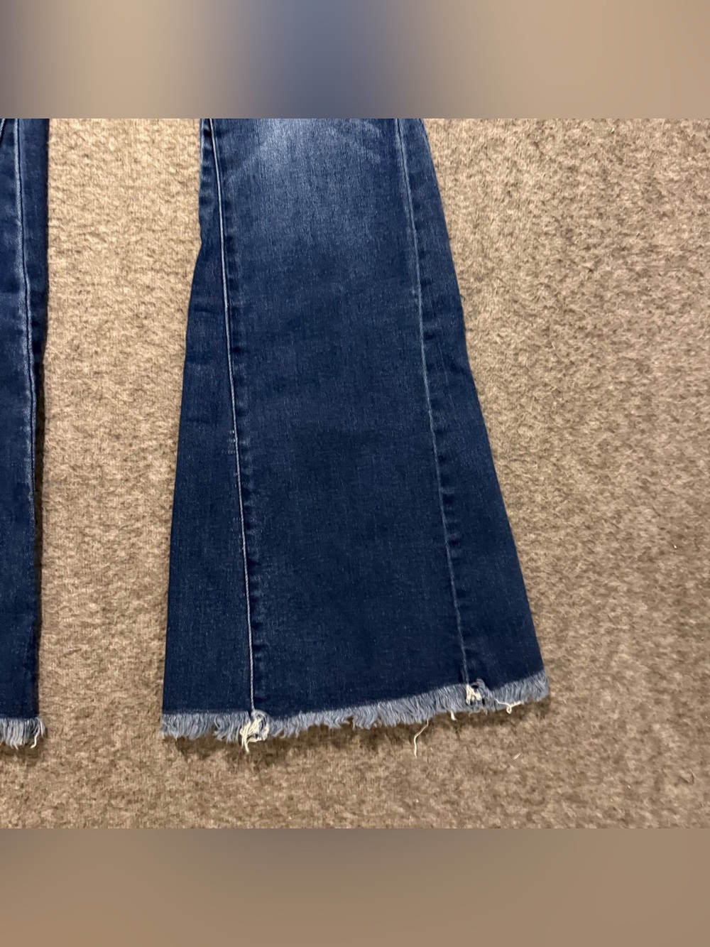 KanCan Ultra High Rise Super Flare Jeans Womens 23 (inseam 32) blue Fray Hem - Picture 3 of 13
